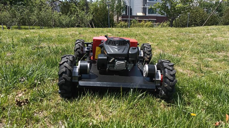 popular wheel radio remote control mower robot with electric start in European market