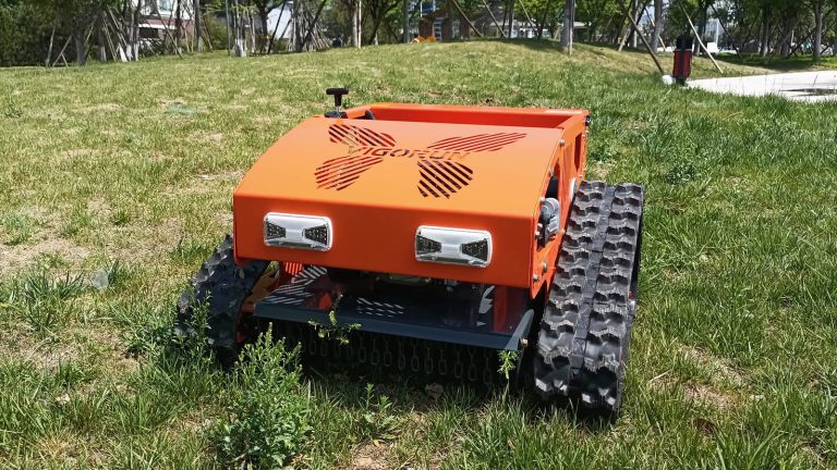 remote control robot mower for hills with snow plow snow blade snow shovel snow removal machine