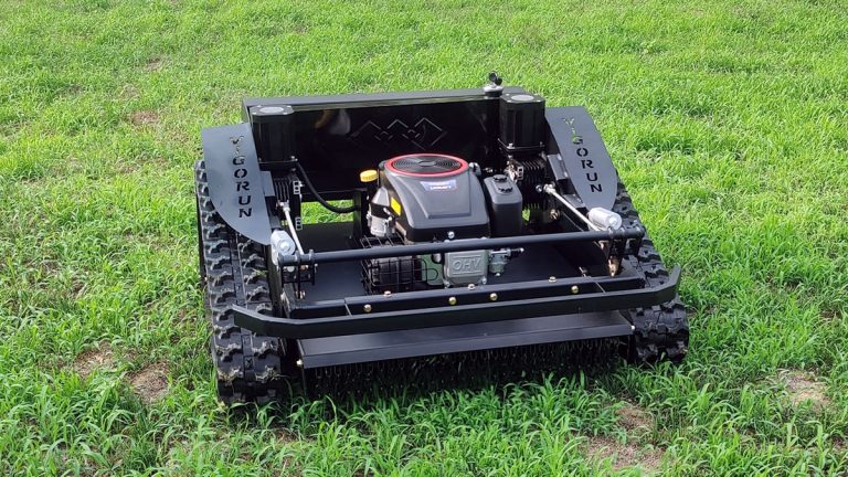 remote operated weed cutter with snow plow snow blade snow shovel snow removal machine