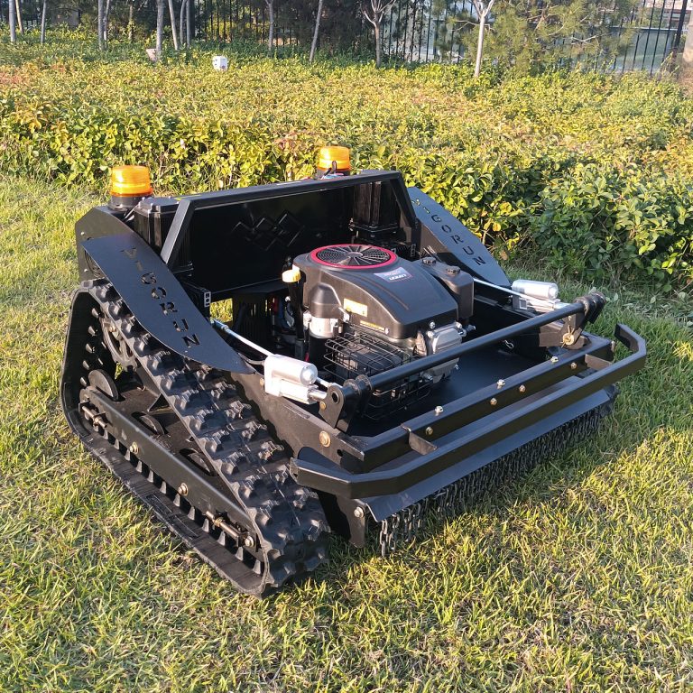 remote controlled robot lawn mower with snow plow snow blade snow shovel snow removal machine