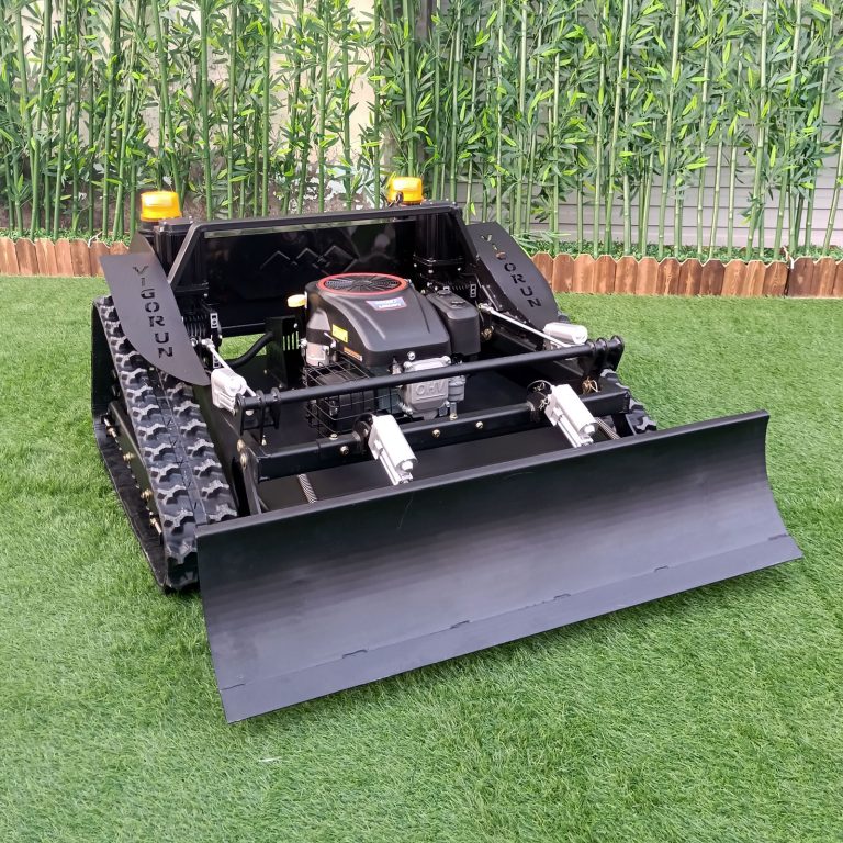 RC tracked slope mower with snow plow snow blade snow shovel snow removal machine