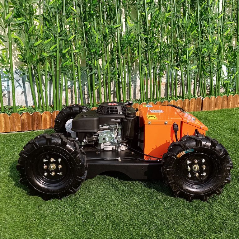 wireless rubber track lawn mower with snow plow snow blade snow shovel snow removal machine