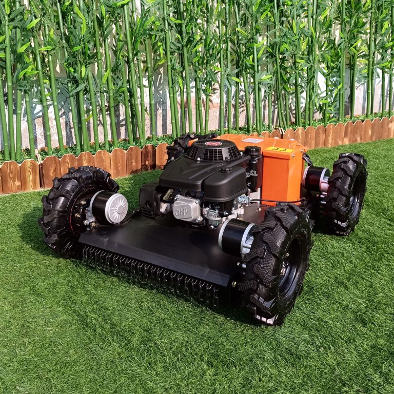 radio controlled crawler lawn mower with snow plow snow blade snow shovel snow removal machine