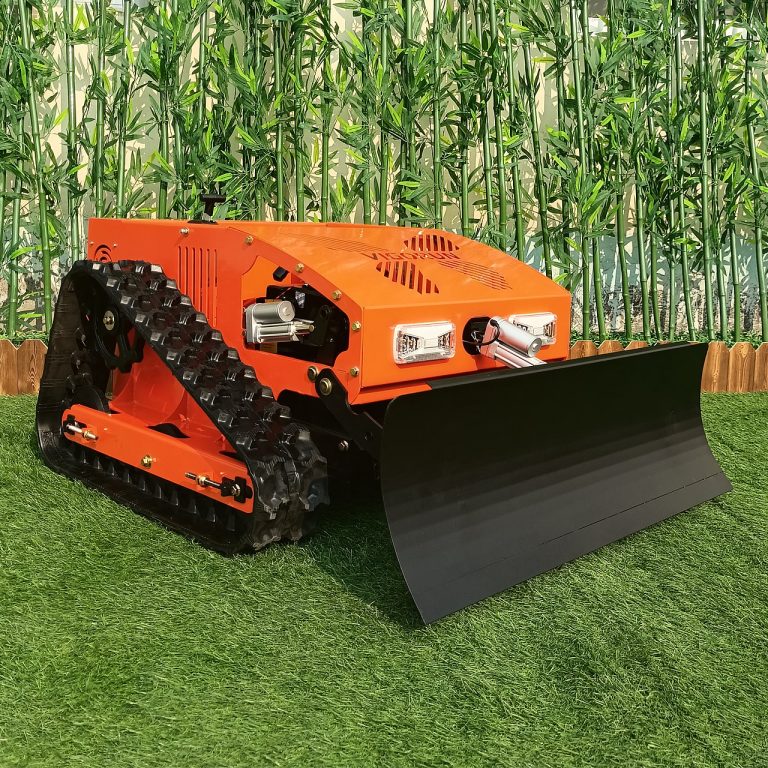 remote control electric slope mower with snow plow snow blade snow shovel snow removal machine