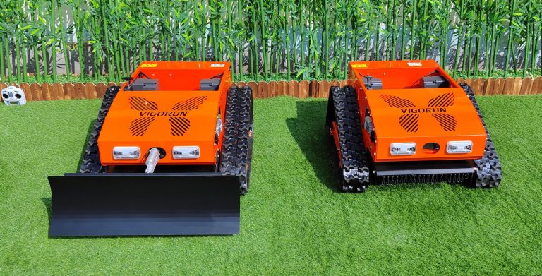 wireless mower with tracks with snow plow snow blade snow shovel snow removal machine