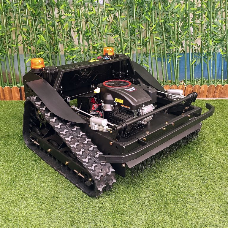 remote controlled track-mounted lawnmower made by Vigorun Tech