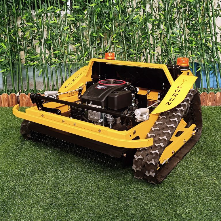 remote operated wheeled cutting grass machine made by Vigorun Tech