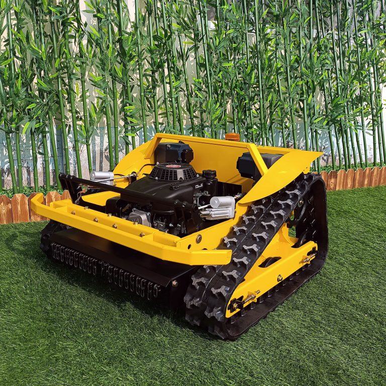 remote control tracked mower with snow plow snow blade snow shovel snow removal machine