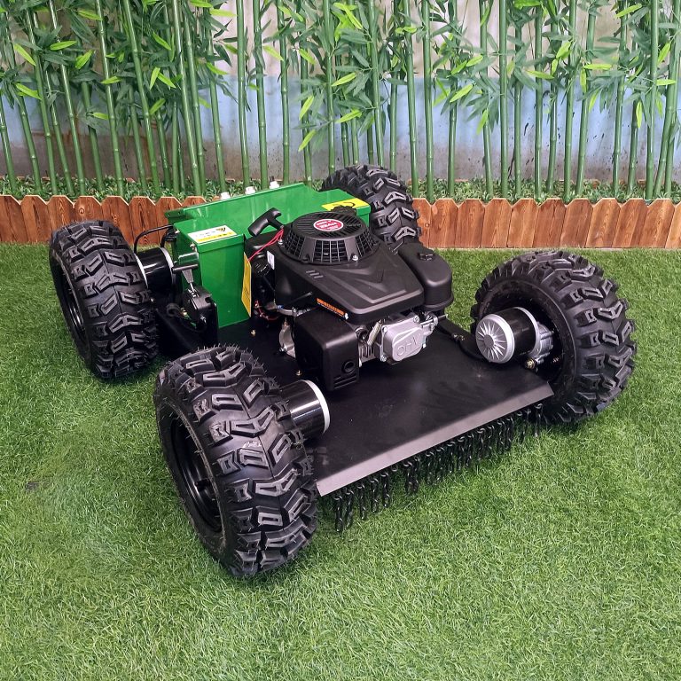 remote operated wheeled grass trimming machine made by Vigorun Tech