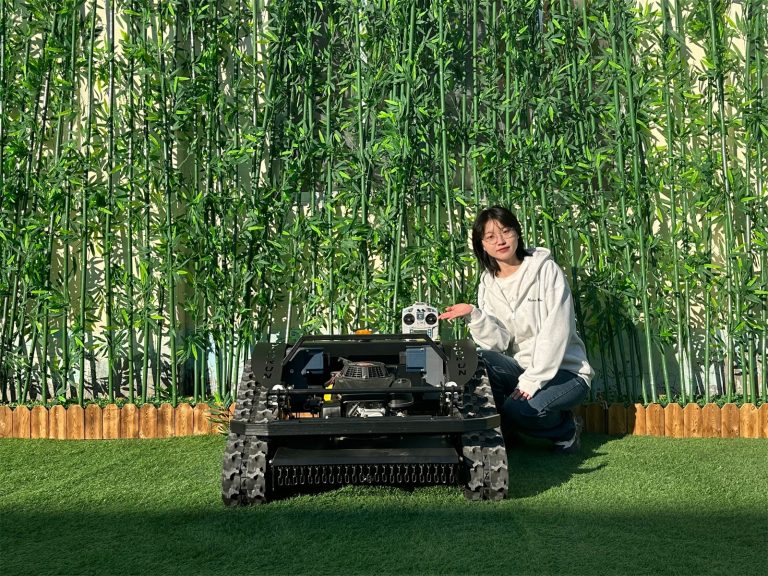 remotely controlled crawler mowing machine made by Vigorun Tech